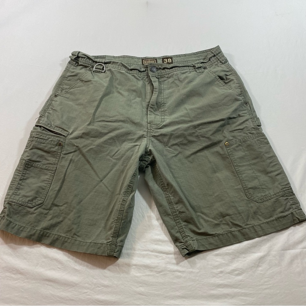 Schmidt Shorts Carpenter men 38 green Cotton zip pockets workwear Shorts Cargo